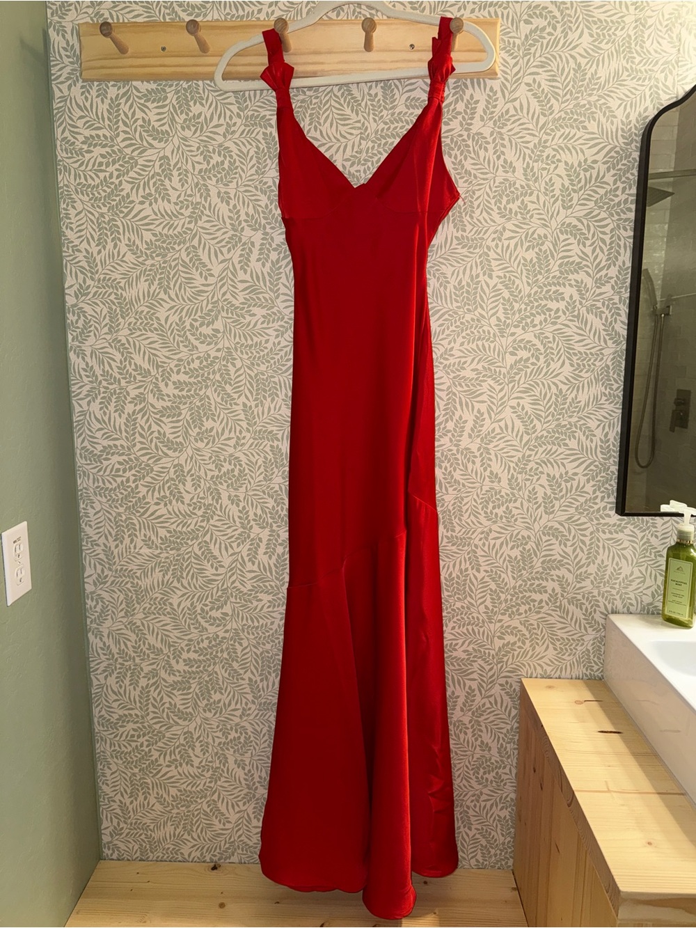 Hello Molly Red Satin Maxi Slip Dress